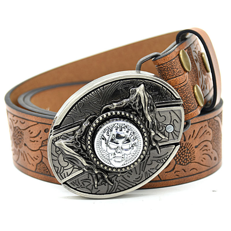 Vintage Engraved Leather Belt