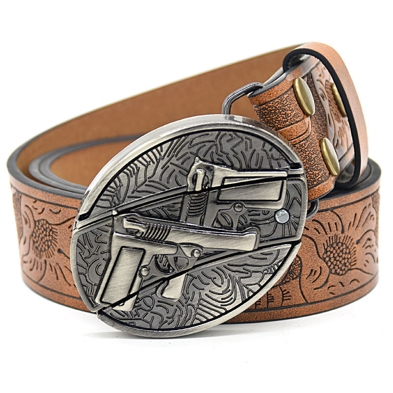 Vintage Engraved Leather Belt