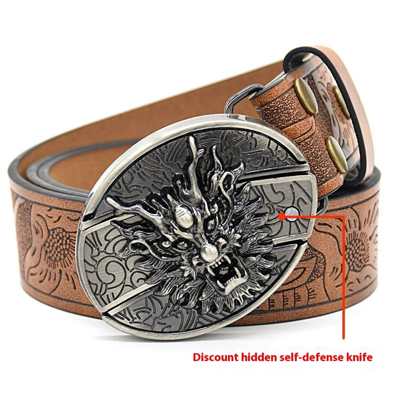 Vintage Engraved Leather Belt