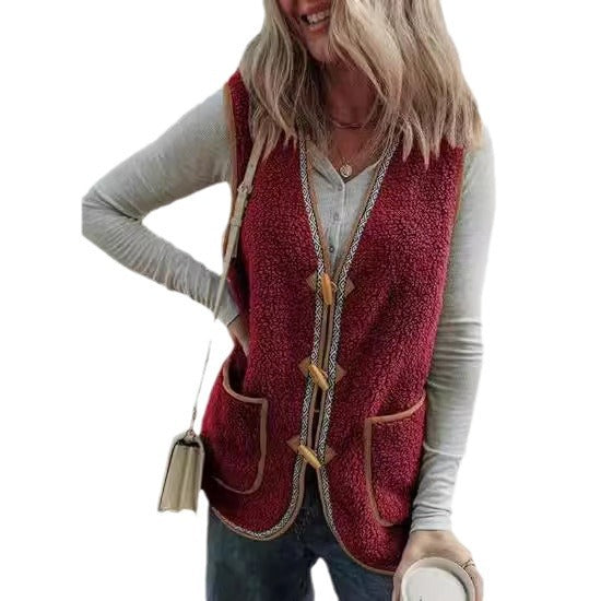 Contrast Plush Sleeveless Vest