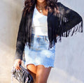 Western Muse Faux Suede Fringe Biker Jacket