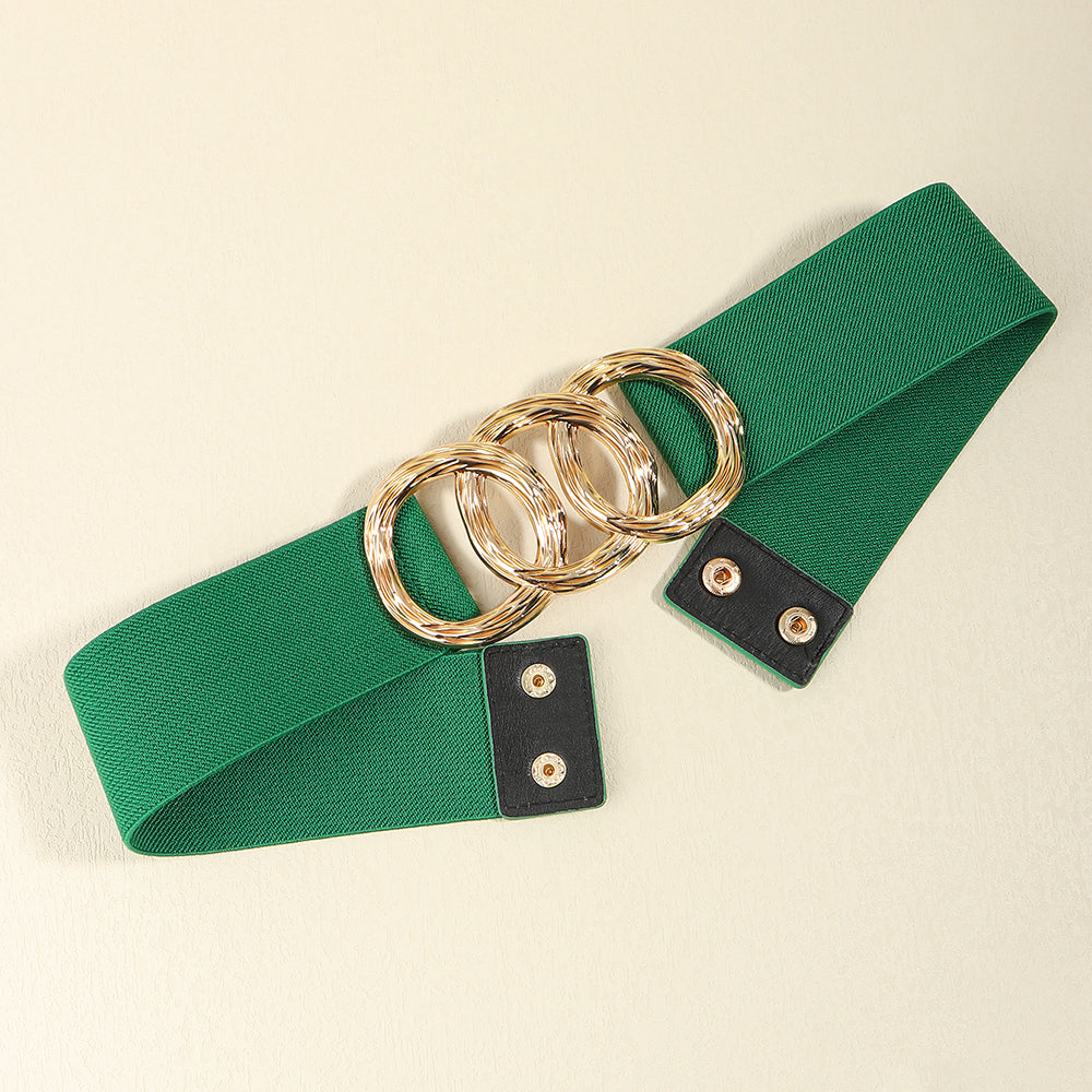 Geometric Circle Buckle Wide Belt