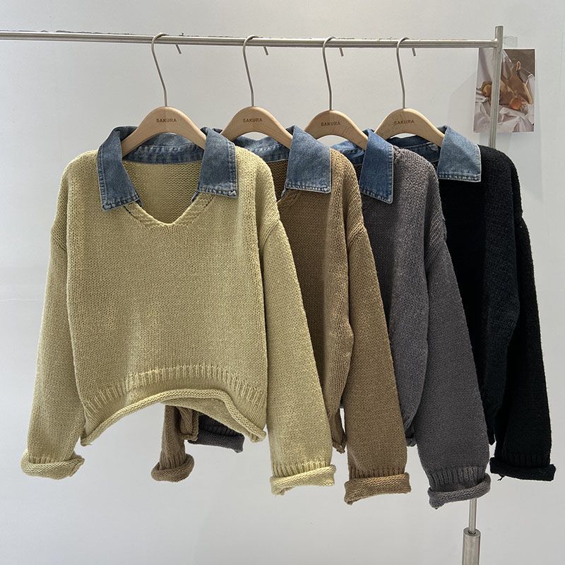 Denim Knit Sweatshirt