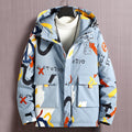 Padded Hooded Graffiti Jacket