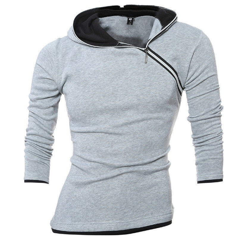 Contrast Panel Oblique Zip Sweatshirt