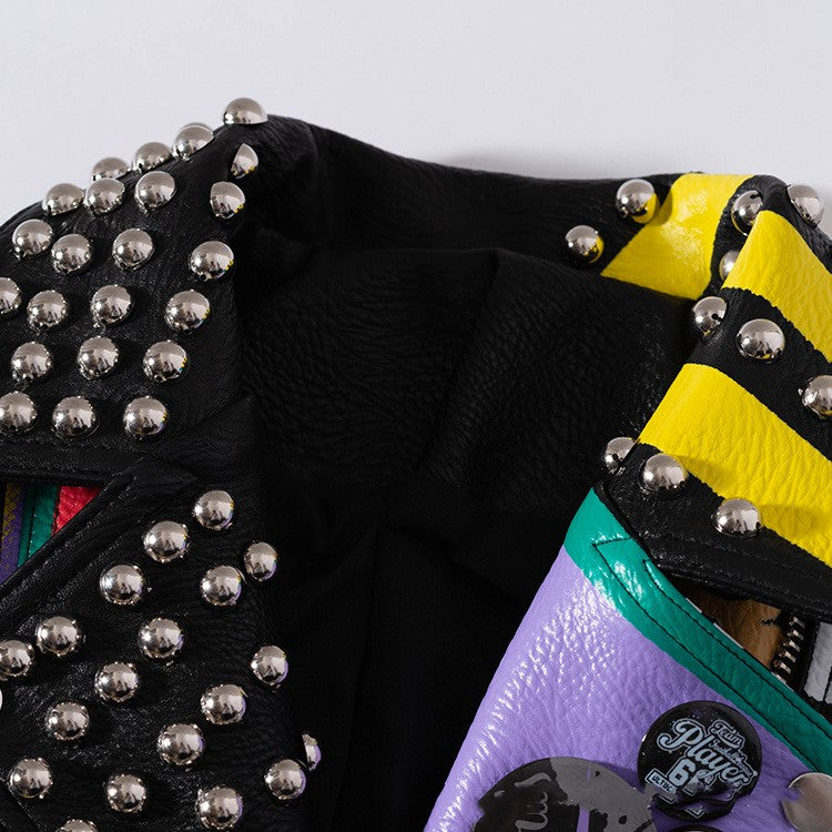 Cropped Leather Print Jacket