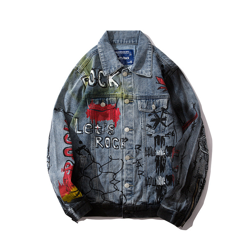 European Street Graphic Denim Jacket