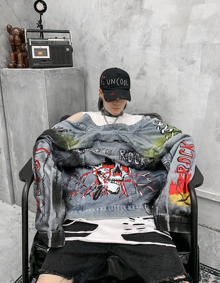 European Street Graphic Denim Jacket