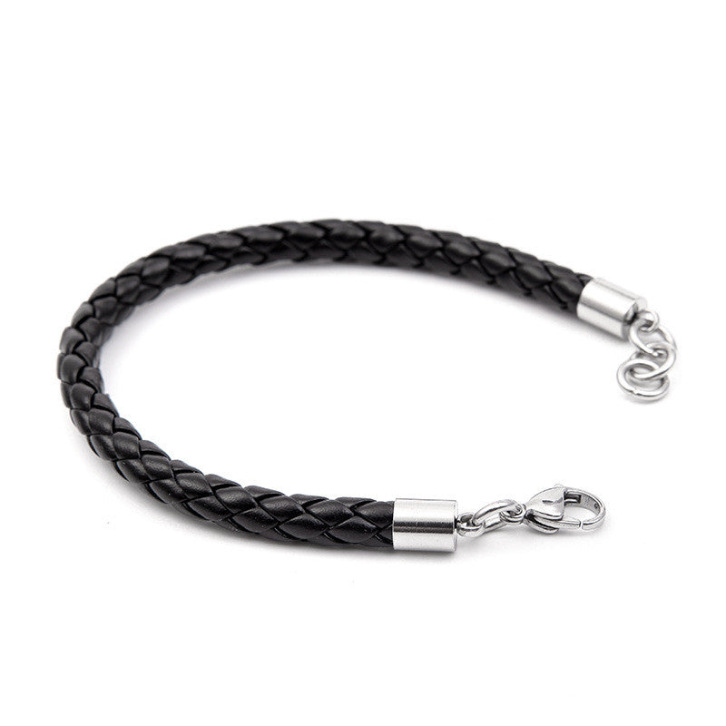 Titanium Steel & Leather Bracelet
