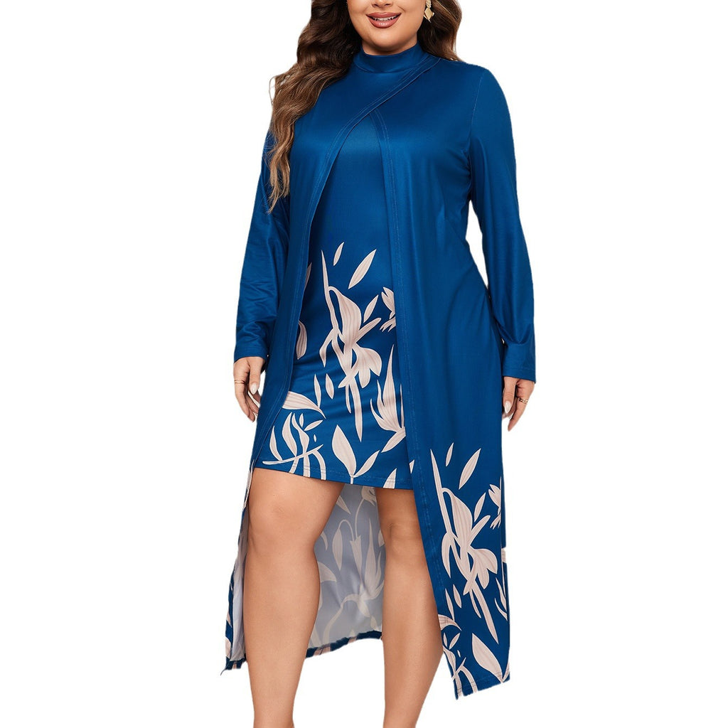 Asymmetric Turtleneck Long Sleeve Dress