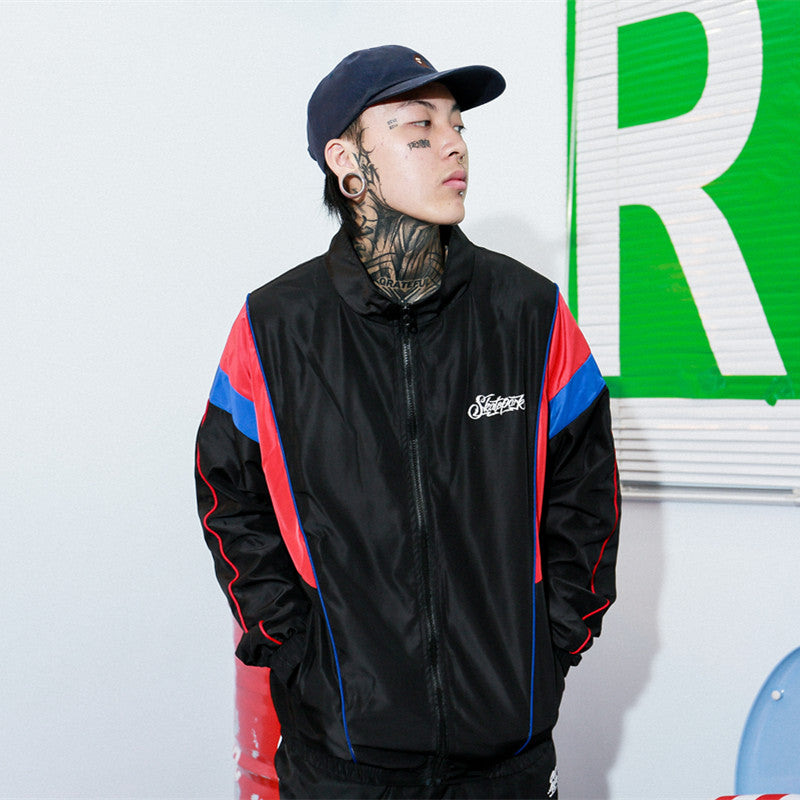 Contrast Stitching Windbreaker – Thin Hip Hop Streetwear Jacket