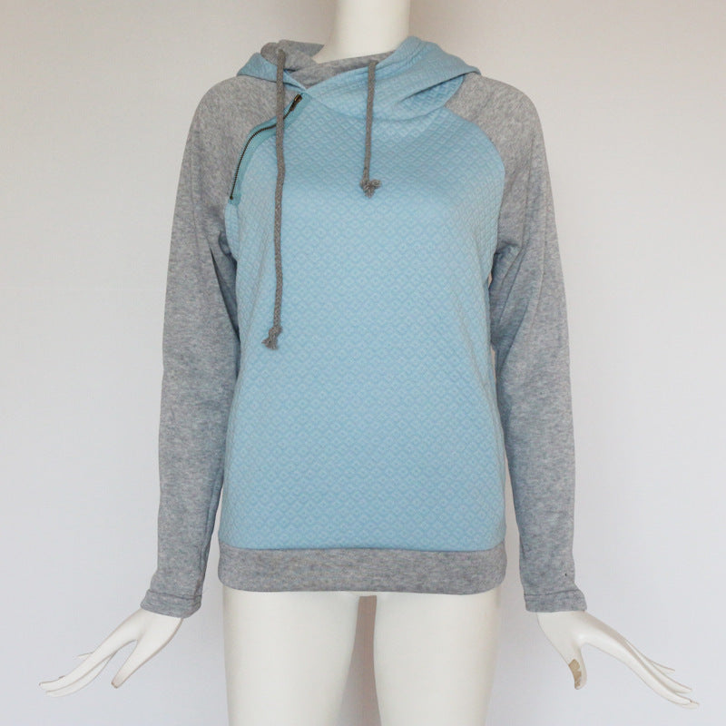 Diagonal Zip-Up Hoodie