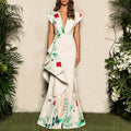 Deep V Fishtail Mermaid Evening Maxi Dress