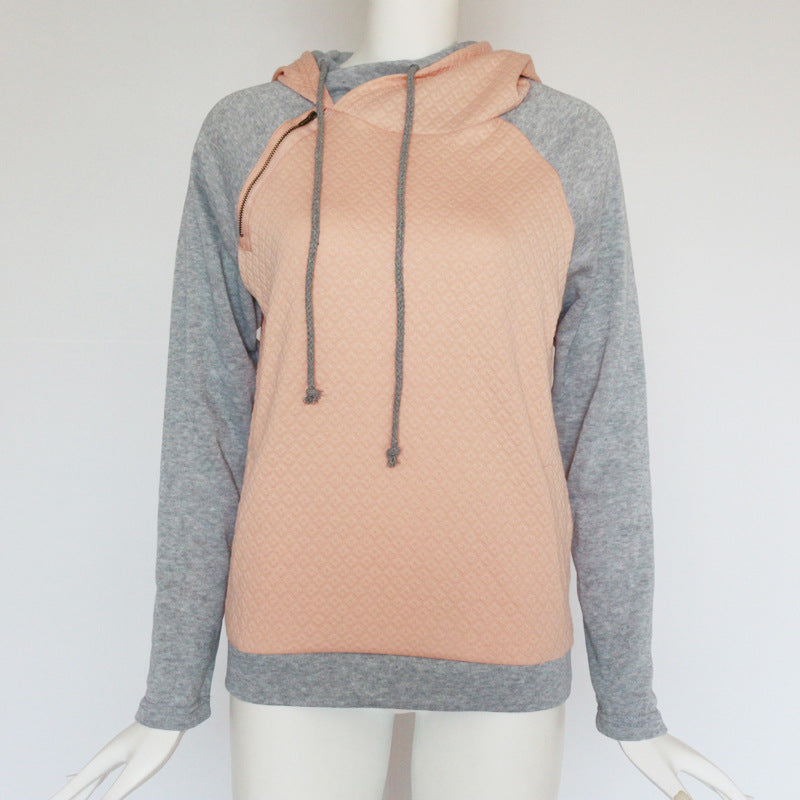 Diagonal Zip-Up Hoodie