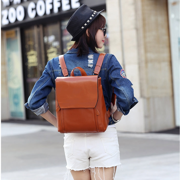 Genuine Leather Crossbody Backpack