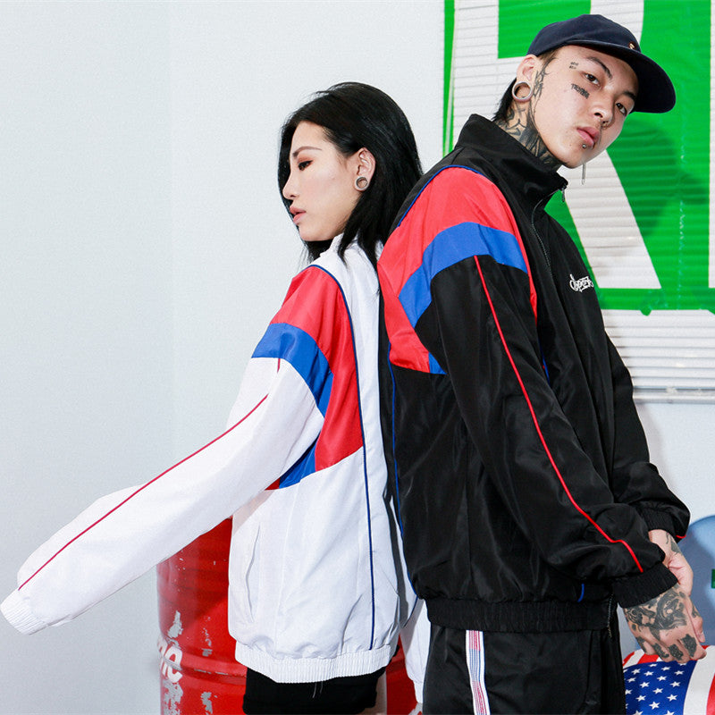 Contrast Stitching Windbreaker – Thin Hip Hop Streetwear Jacket