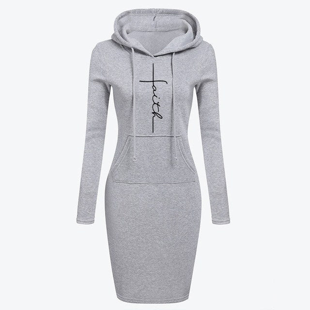 Cozy Autumn‑Winter Hooded Sweatshirt Dress