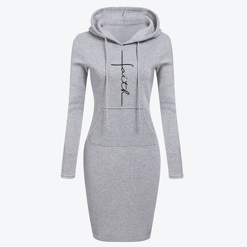 Cozy Autumn‑Winter Hooded Sweatshirt Dress