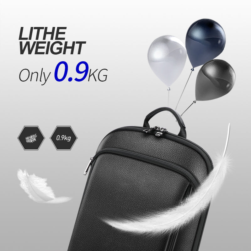 Layered Leather Backpack with USB Charging