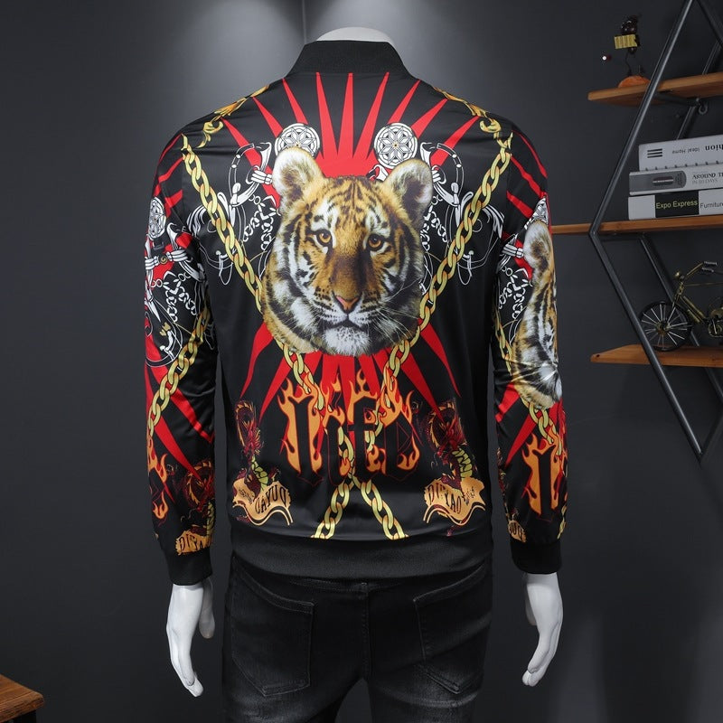 Luxury Gold Print Bomber Jacket