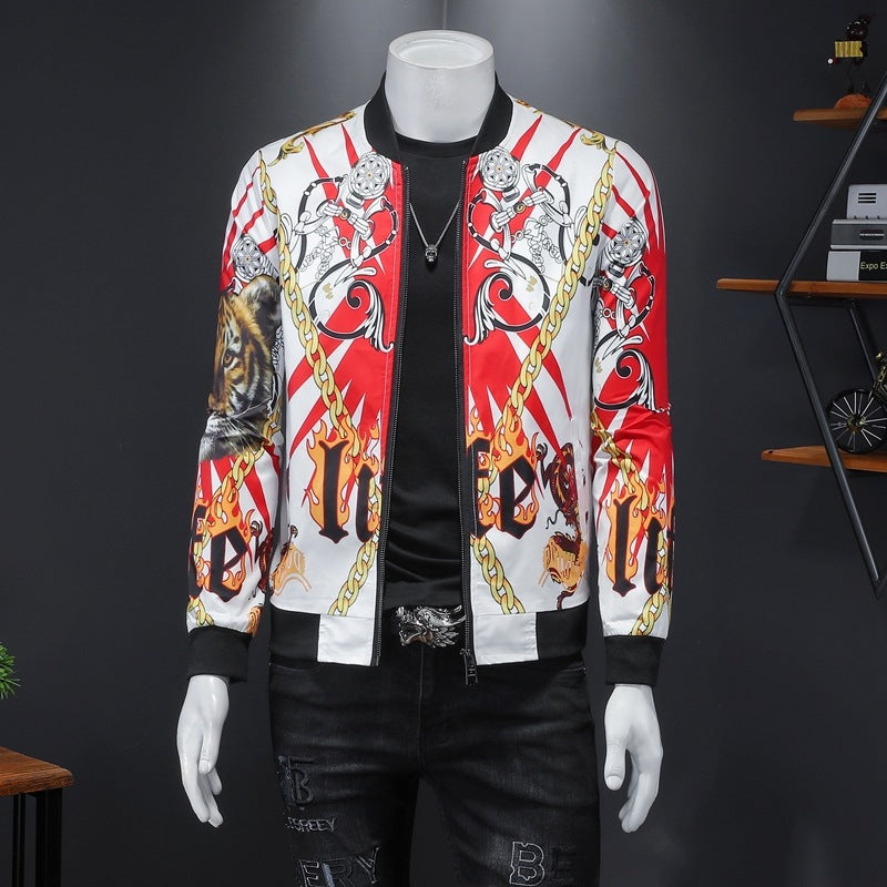Luxury Gold Print Bomber Jacket