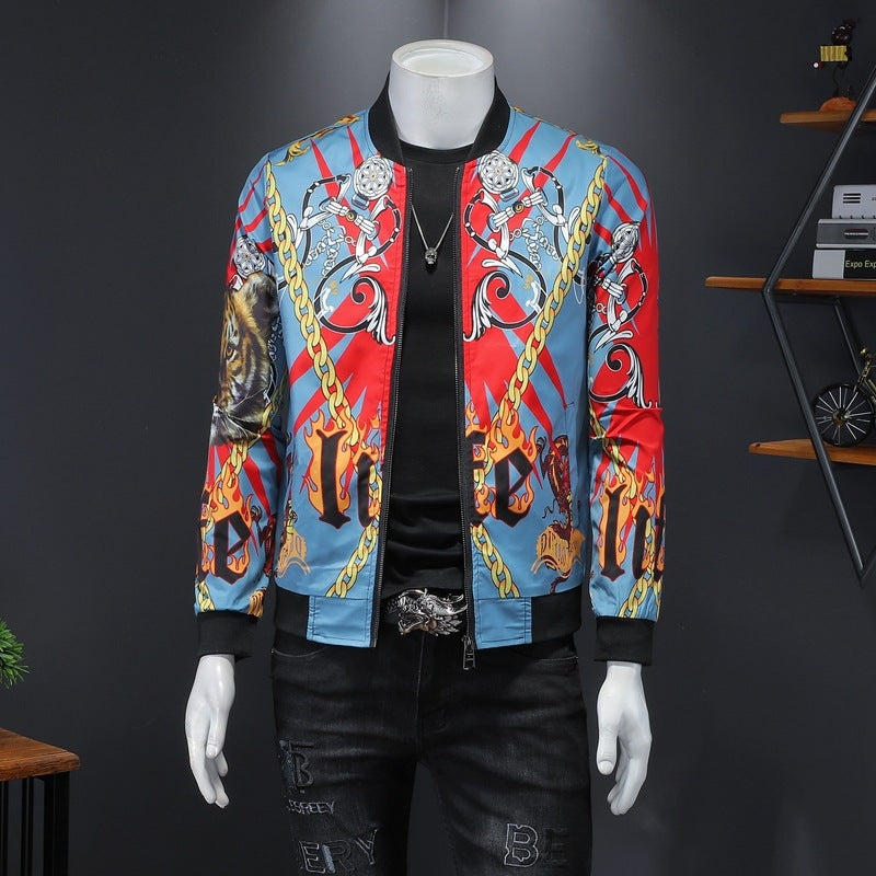 Luxury Gold Print Bomber Jacket