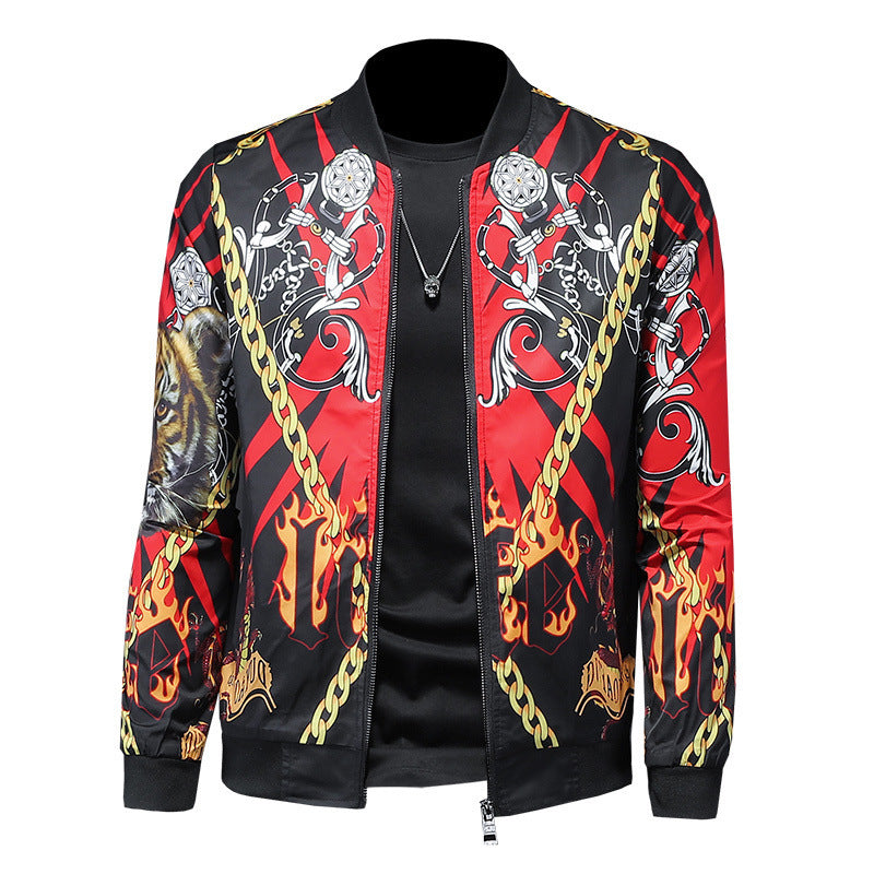 Luxury Gold Print Bomber Jacket