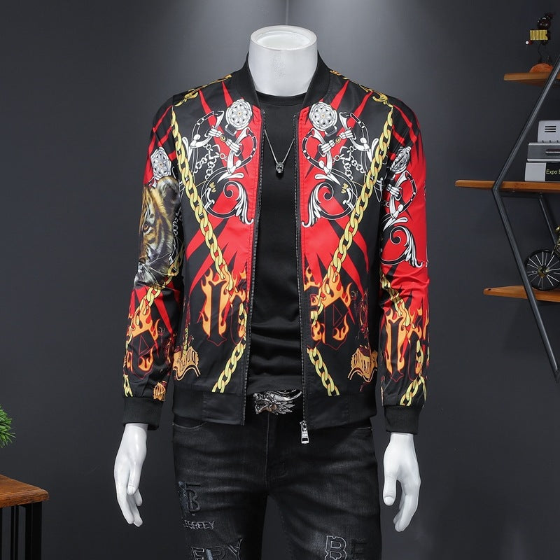 Luxury Gold Print Bomber Jacket
