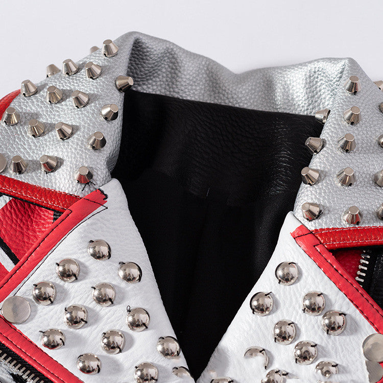 Graffiti Leather Biker Jacket