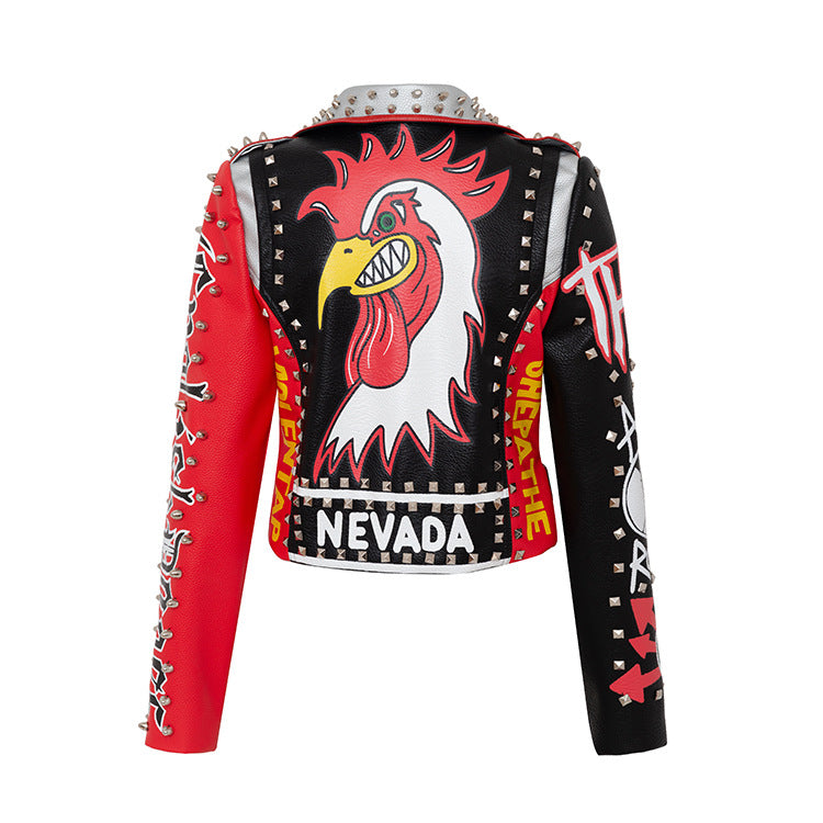 Graffiti Leather Biker Jacket
