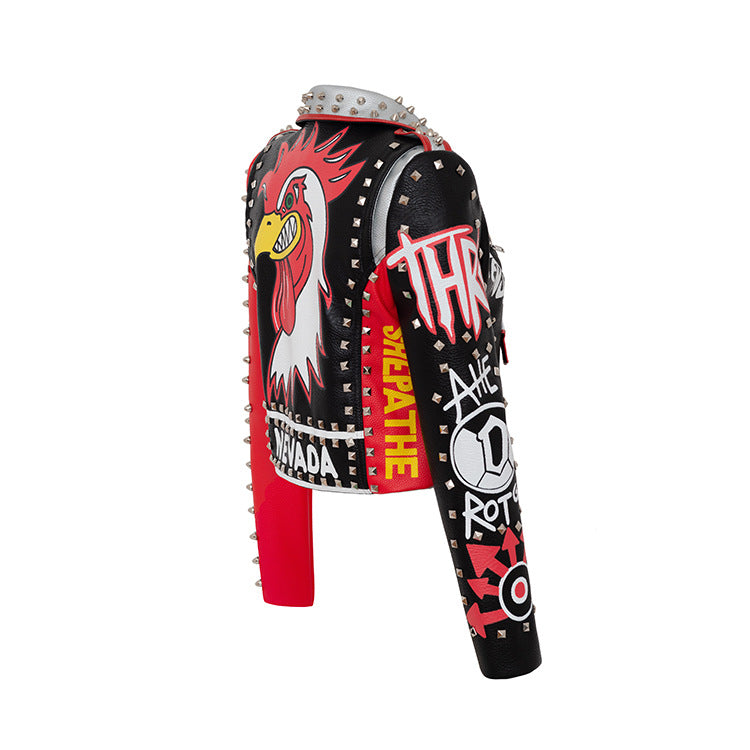 Graffiti Leather Biker Jacket