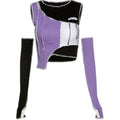 Positive &amp; Negative Design Stitching Cropped Top