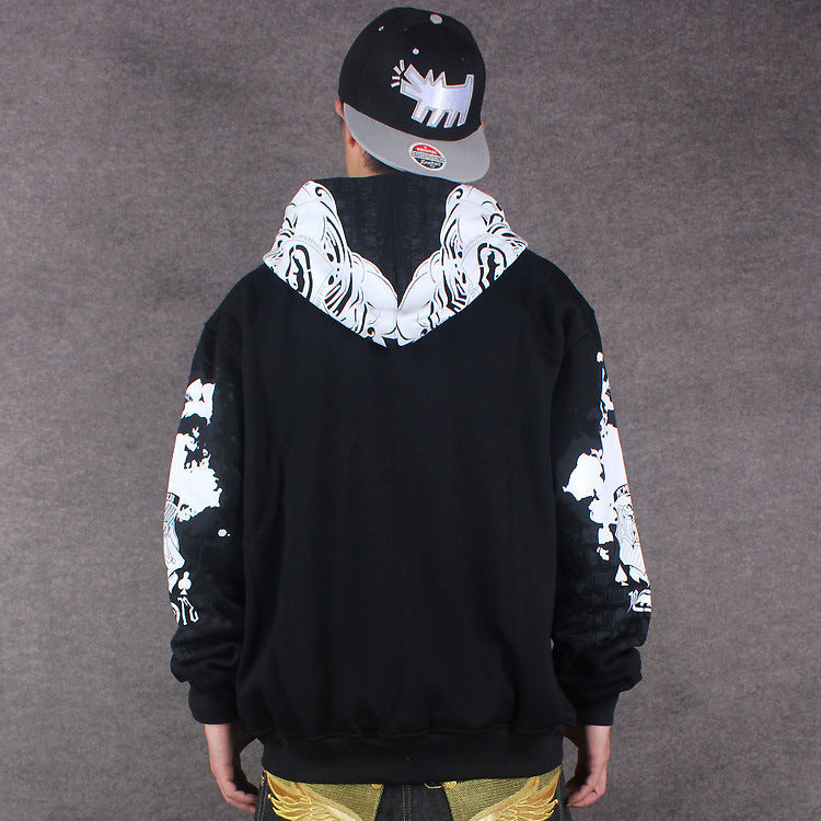 Fashionable Graffiti Zip-Up Hoodie Jacket