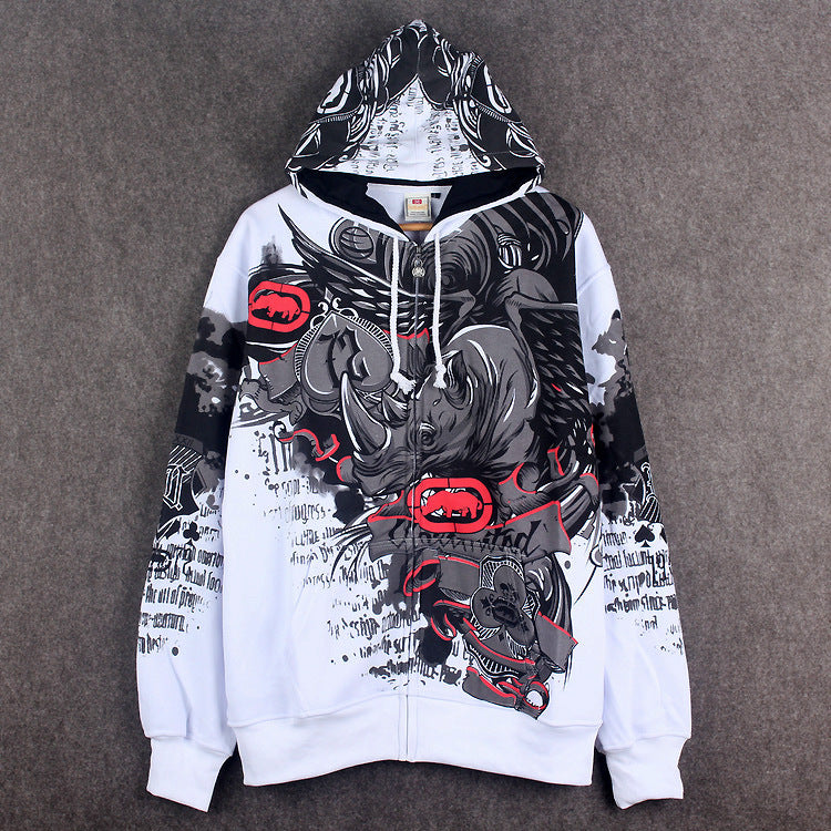 Fashionable Graffiti Zip-Up Hoodie Jacket