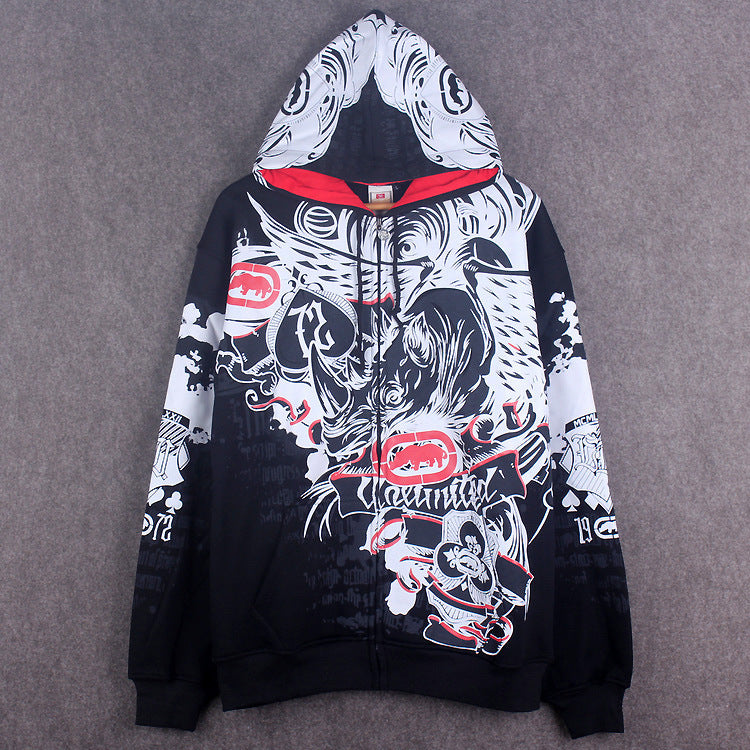 Fashionable Graffiti Zip-Up Hoodie Jacket