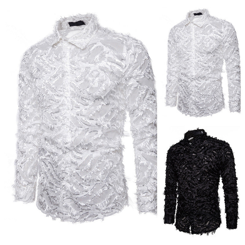 Feather Tassel Lapel Shirt