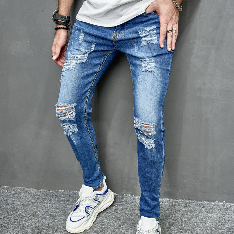 Distressed Slim Fit Elastic Jeans