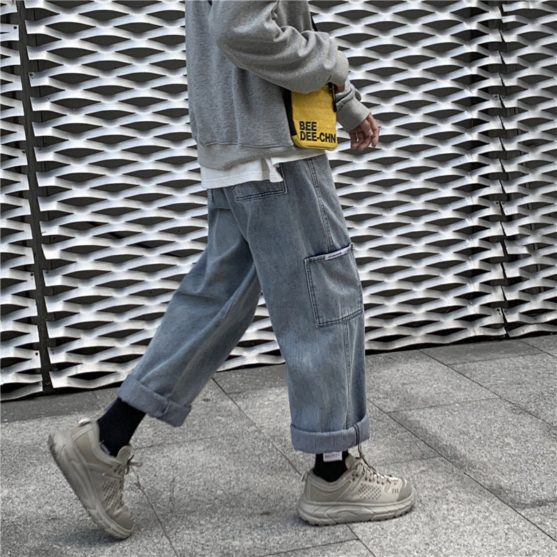 Straight Leg Cargo Jeans