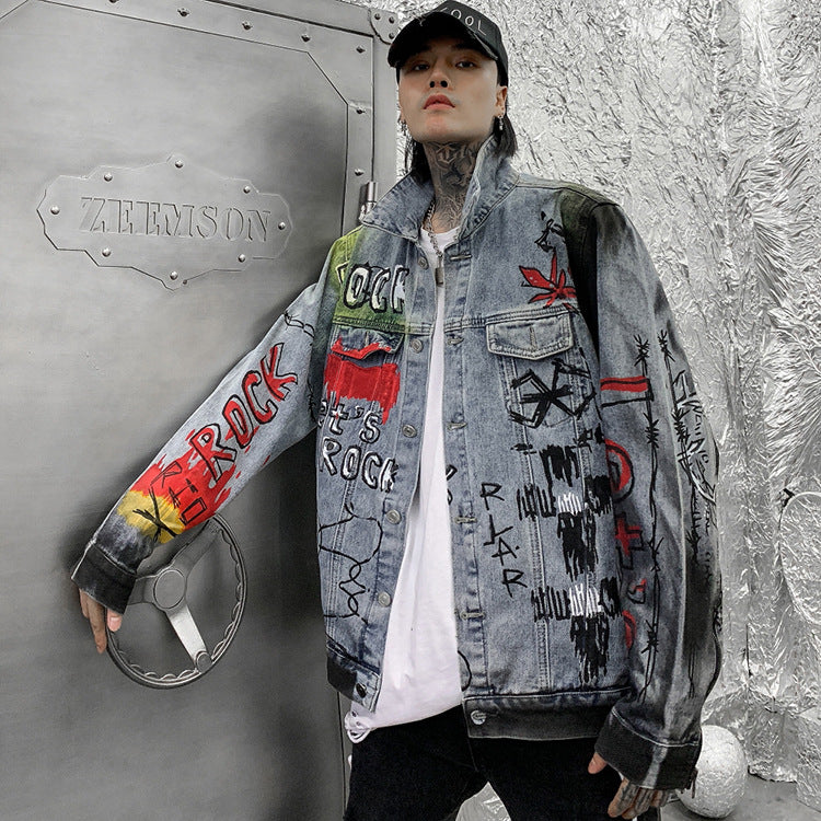 European Street Graphic Denim Jacket