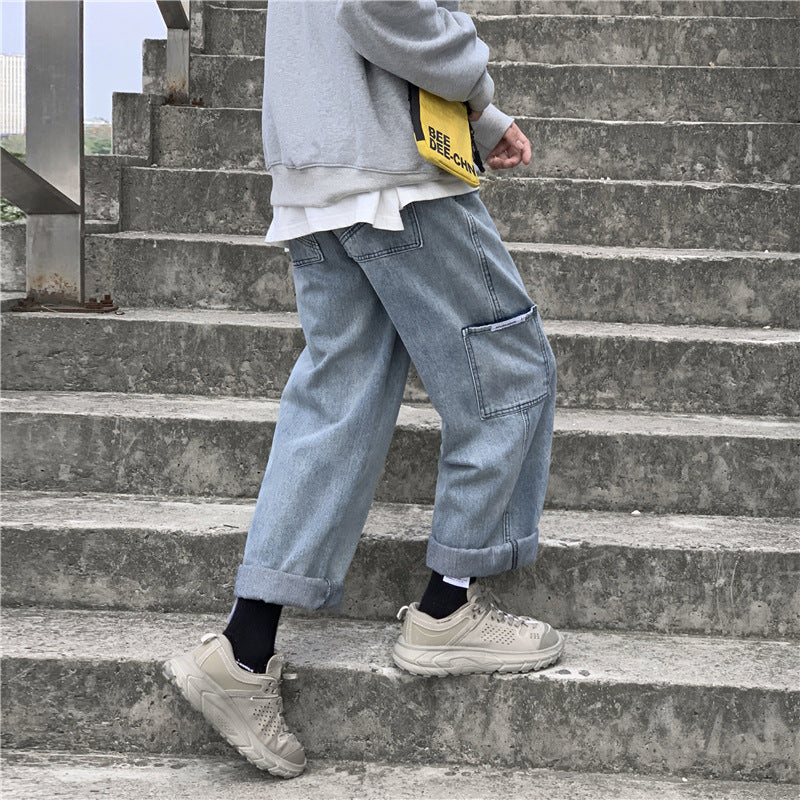 Straight Leg Cargo Jeans