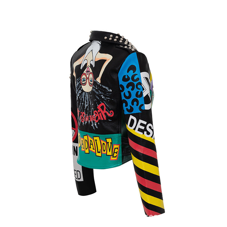 Cropped Leather Print Jacket