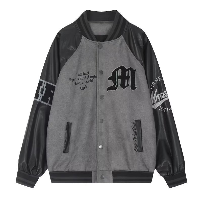 Embroidered Suede Bomber Jacket