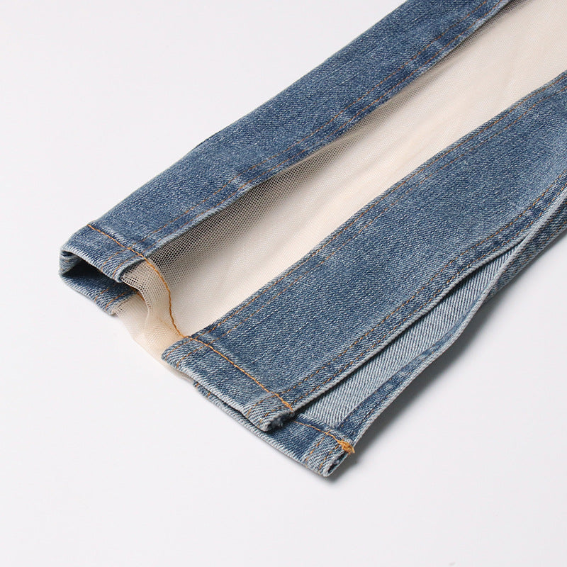 Irregular Hollow Patchwork Jeans