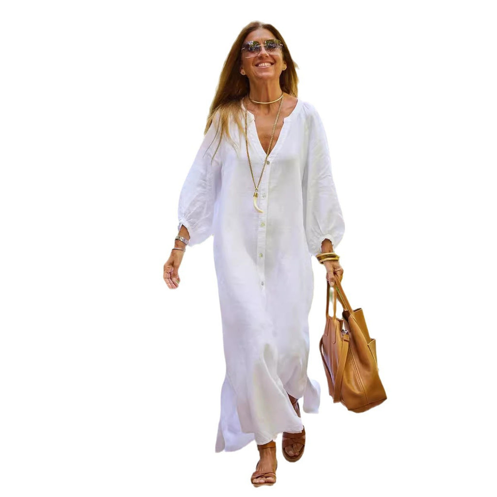 Lina Cotton Linen Shirt Dress