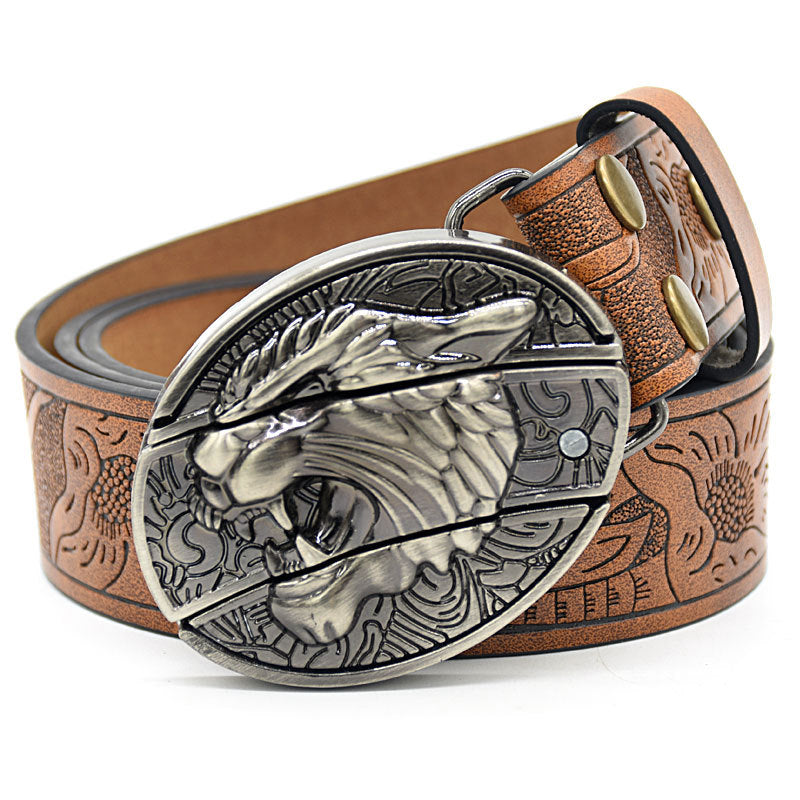 Vintage Engraved Leather Belt