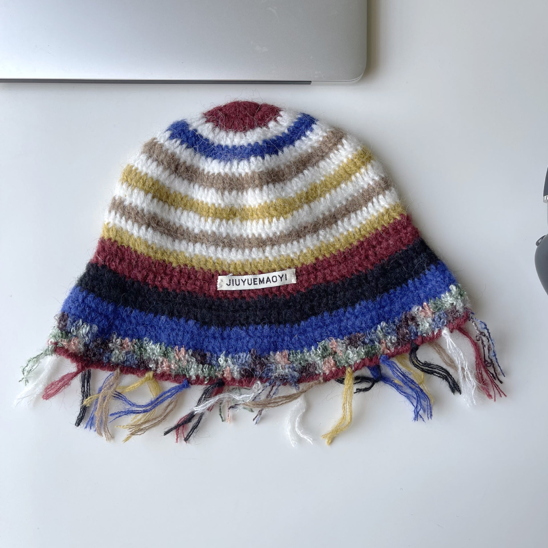 Vintage Crochet Tassel Bucket Hat