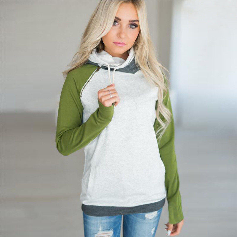 Diagonal Zip-Up Hoodie