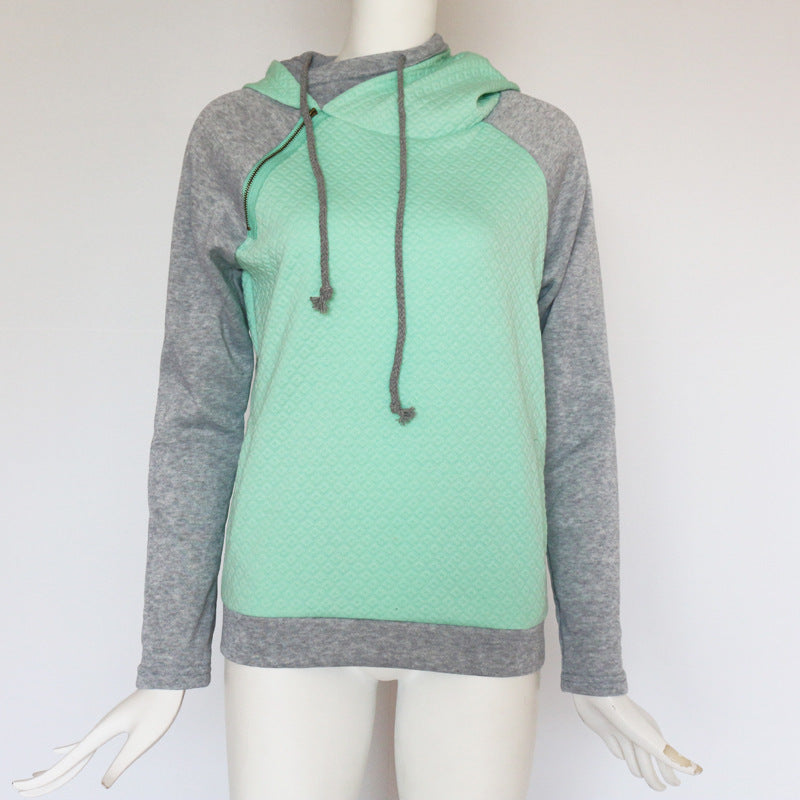 Diagonal Zip-Up Hoodie