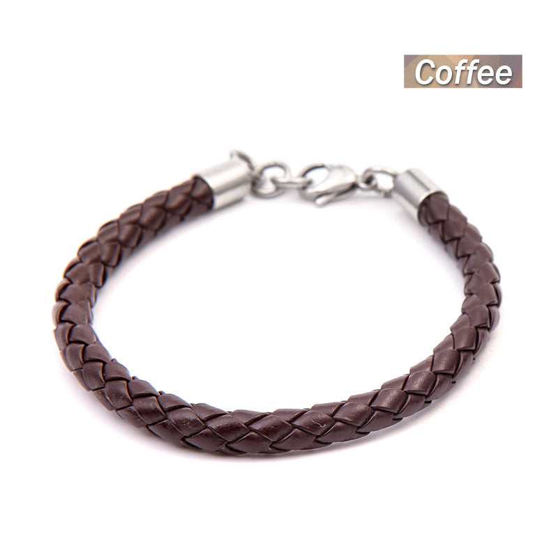 Titanium Steel & Leather Bracelet