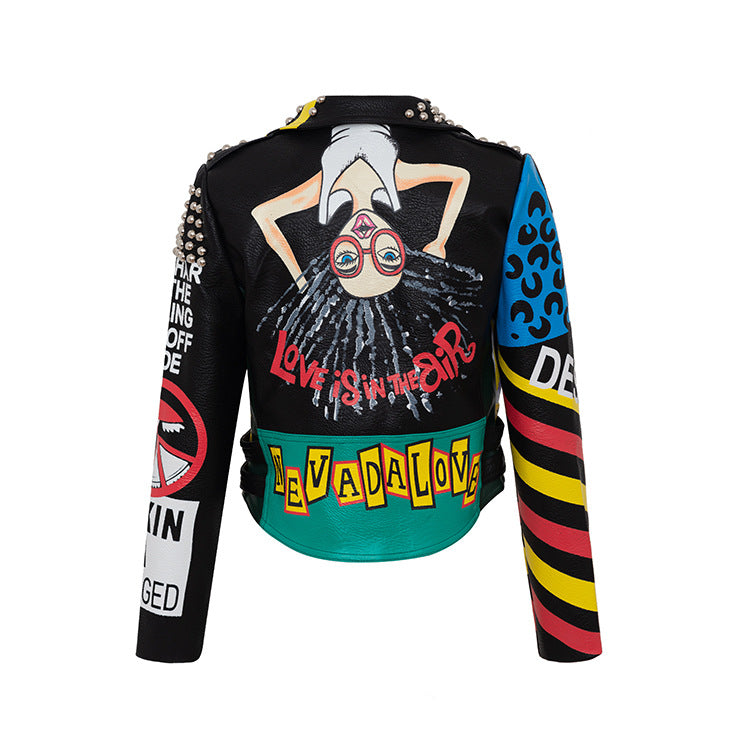 Cropped Leather Print Jacket